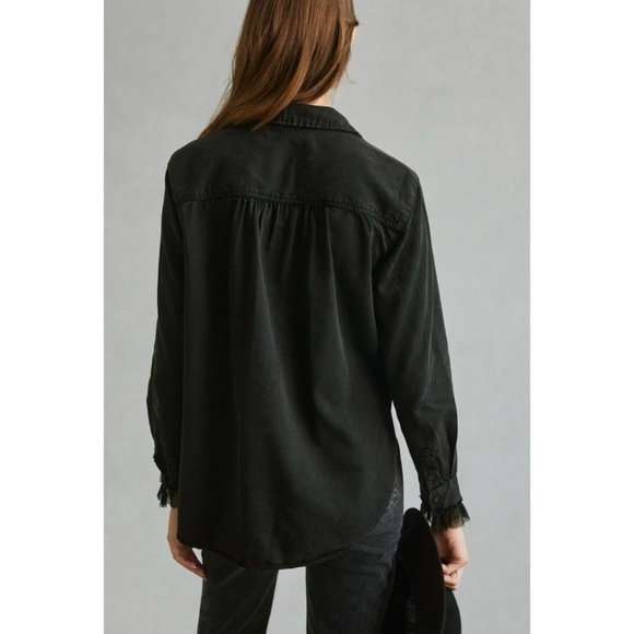 Pilcro Tulle Shirt Button Up Whimsigoth Fairy Dark Academia Witchycore Black XS - Picture 3 of 15